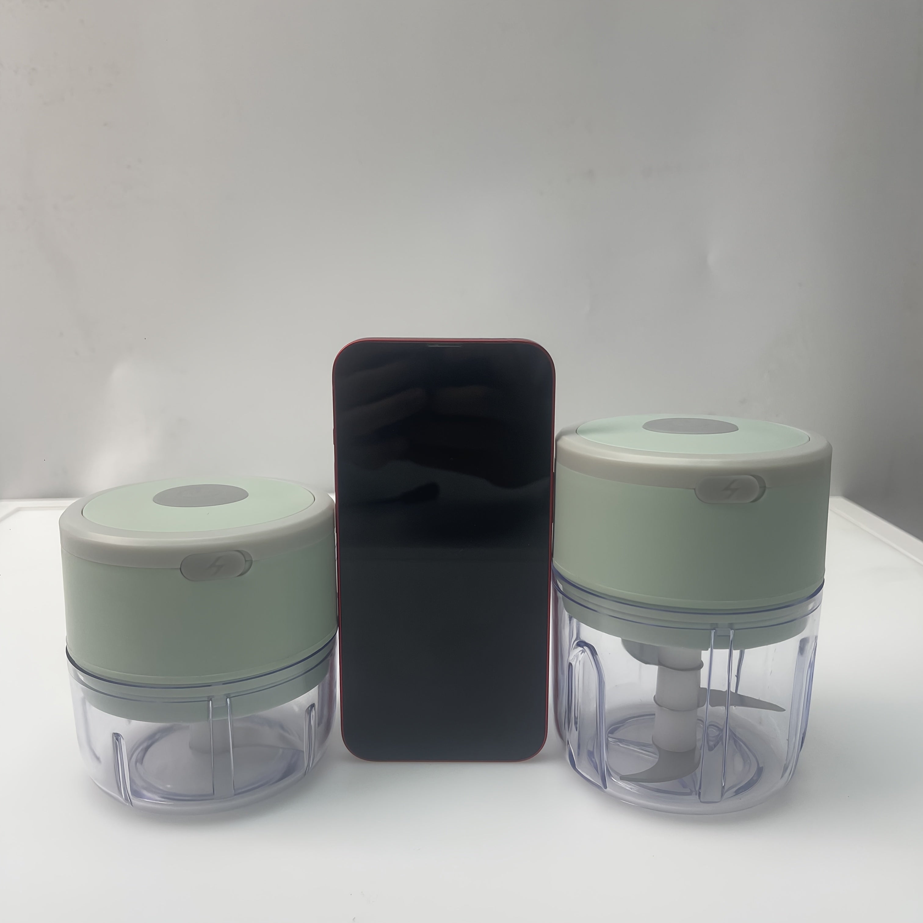 Electric garlic chopper and meat grinder 8.45oz capacity compact design safety switch Type-C charging