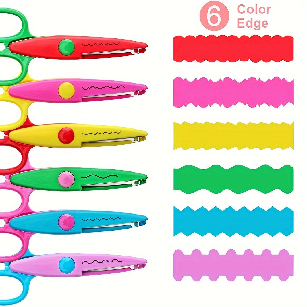 6-Piece Craft Scissors Set with Decorative Edges for Scrapbooking and DIY Projects