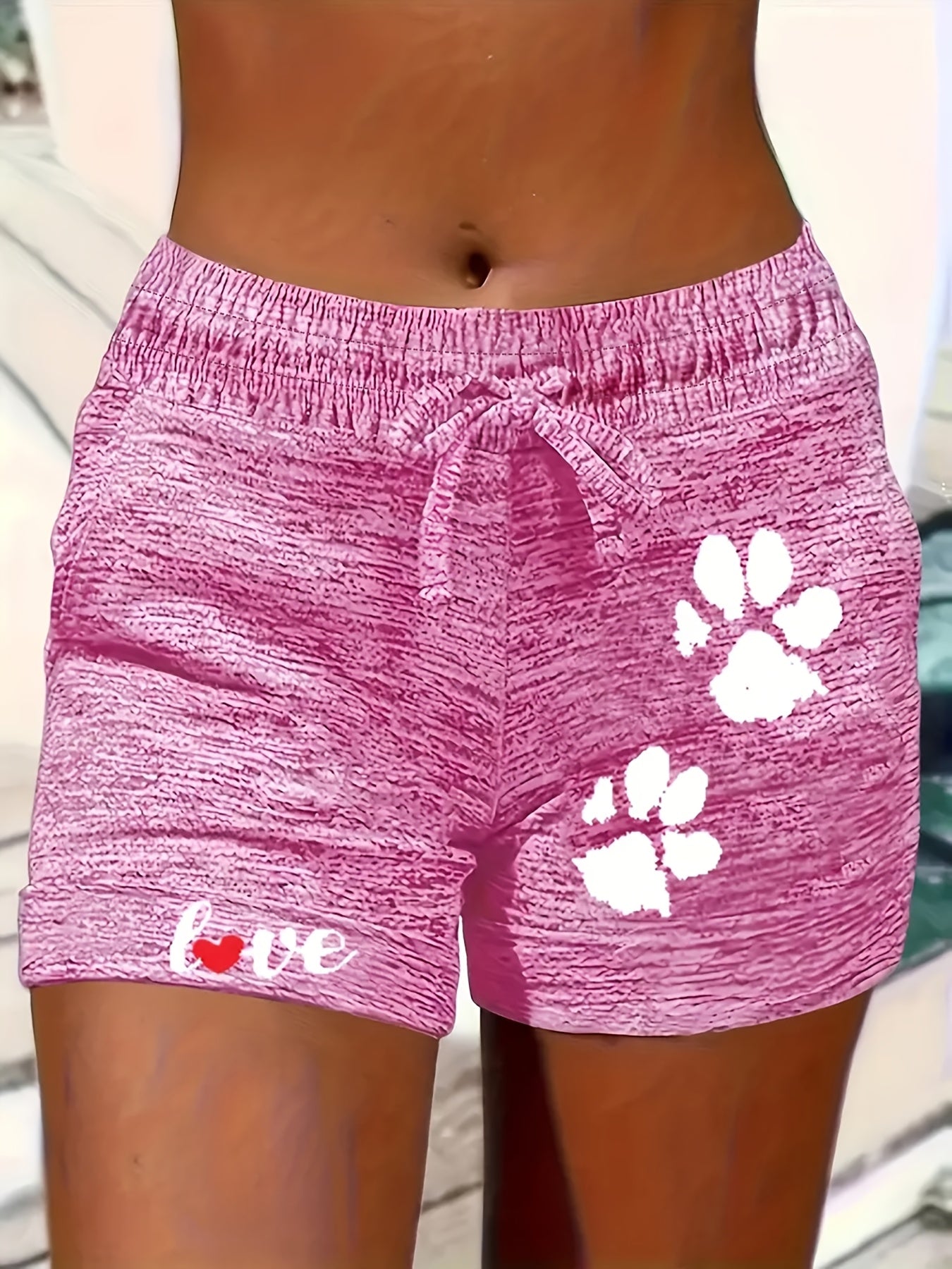 Шорты для женщин больших размеров летние повседневные с рисунком лапы и дизайном любви