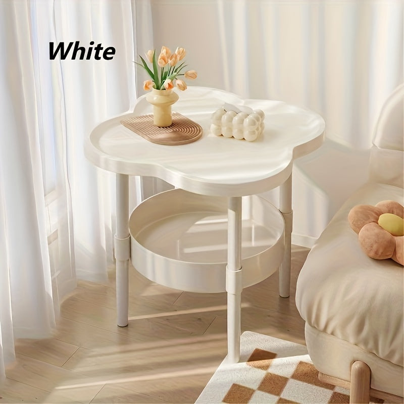 Modern Minimalist Plastic Nightstand with Storage Shelf for Bedroom and Living Room