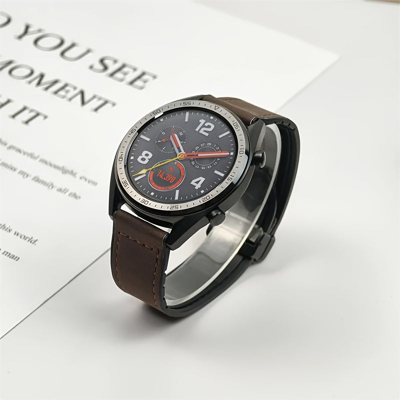 Sintetik charmli smart soat tasmasi, 22mm/20mm o'lchamda Samsung, Garmin, Xiaomi va Huawei kabi turli brendlar bilan mos keladi. Zamonaviy uniseks dizayni, suvga chidamli va magnit xususiyatlariga ega.