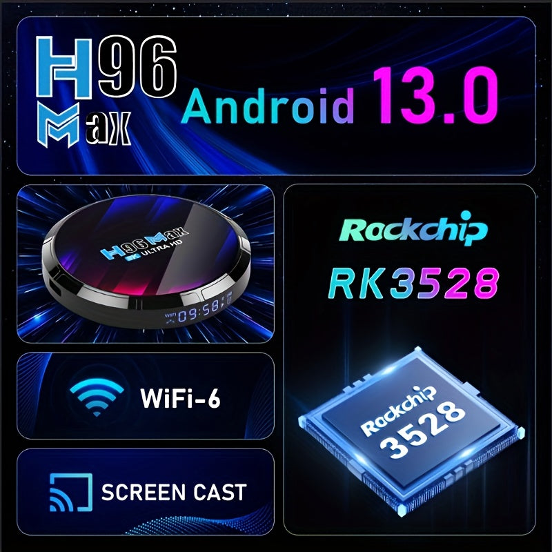 Android 13 TV Box with RK3528 Chip 2GB RAM 16GB Storage Dual Wi-Fi 6 8K AV1 Support