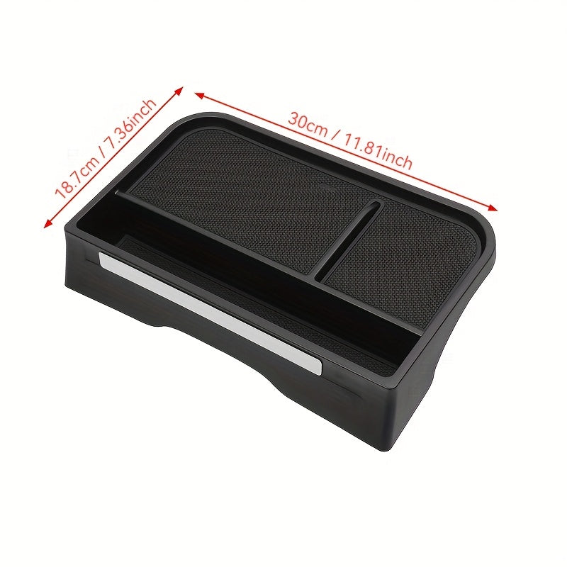 Center Console Storage Box ABS Material Screen Back Tray with Anti-slip Mat for SUV