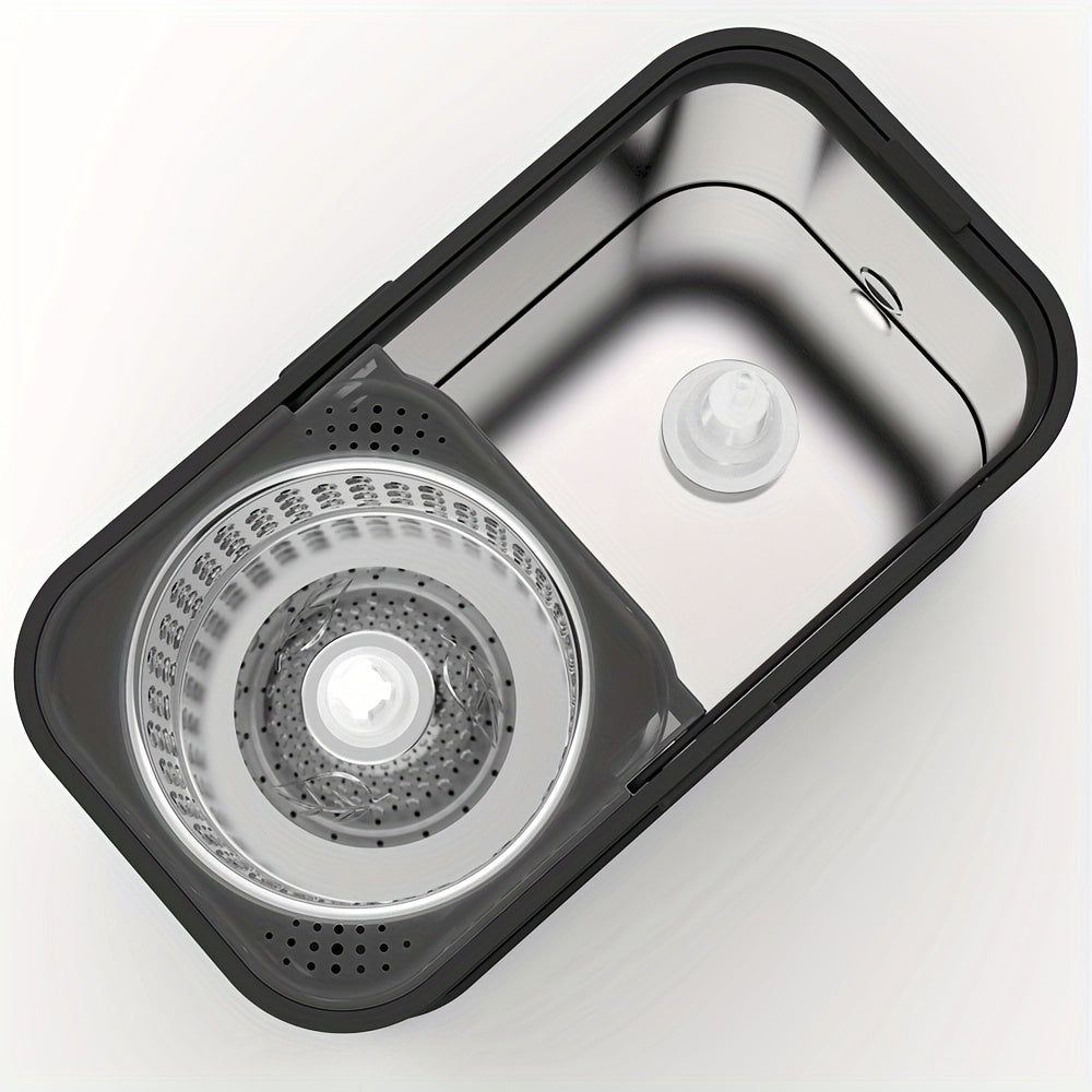 Stainless Steel Spin Mop and Bucket Set No Hands Cleaning for Home and Kitchen