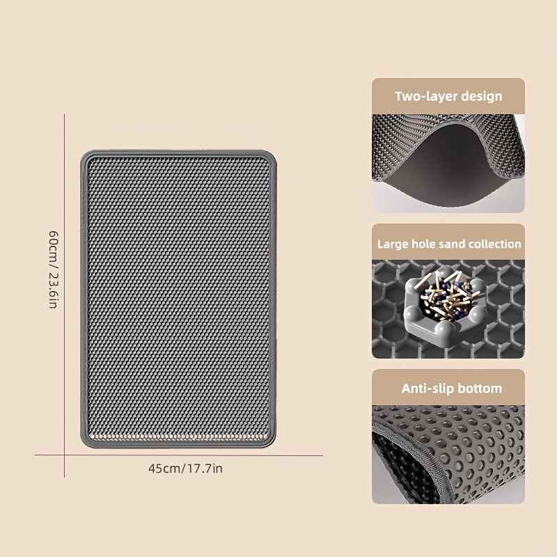 Katta premium mushuk axlat matosi, qayta ishlanadigan, hid chiqarmaydigan, suv o'tkazmaydigan, tozalash oson, hidga qarshi, gilamli axlat qutilari uchun ideal, mustahkam EVA/PE materialidan tayyorlangan.