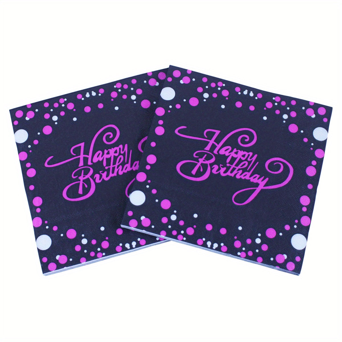 20 черных салфеток (33,02 см x 33,02 см) с золотым узором "С Днем Рождения", идеально подходящих для мероприятий, таких как свадьбы, юбилеи и дни рождения.