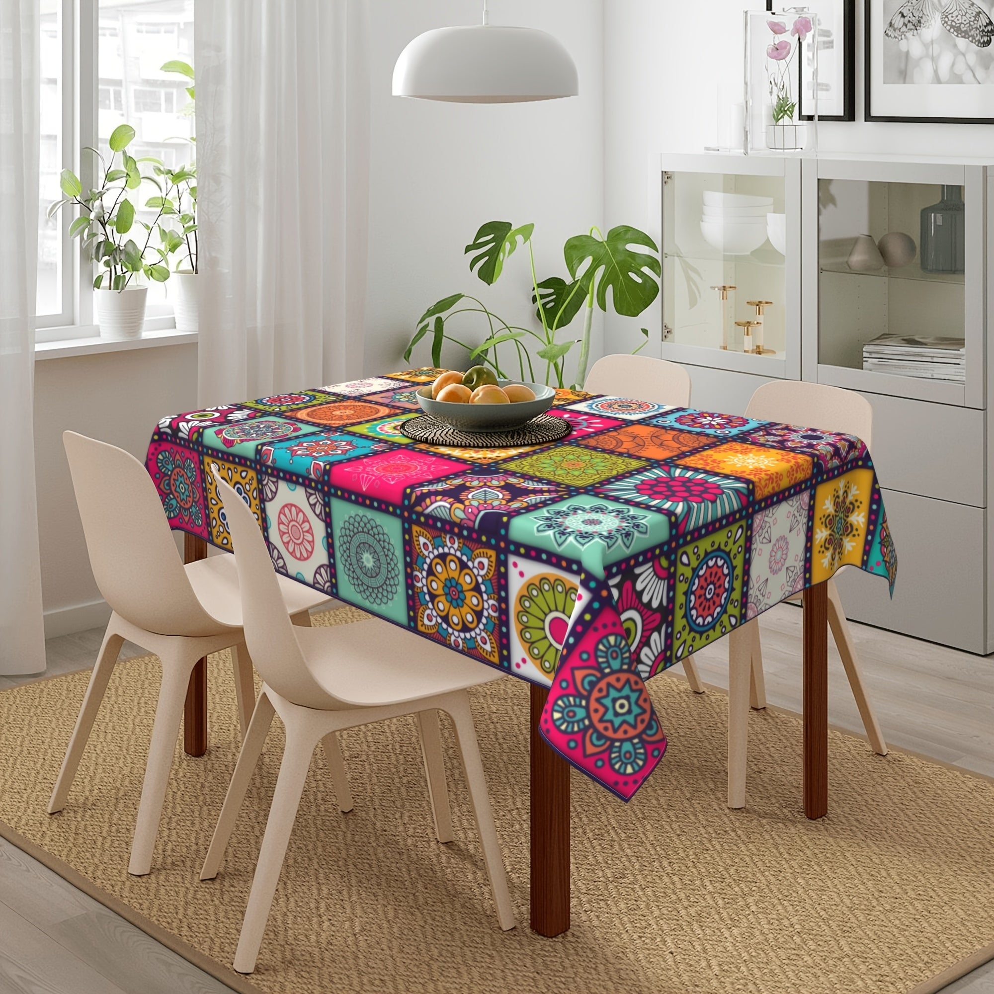 Bohemian Polyester Mandala Tablecloth for Festivals and Home Decor