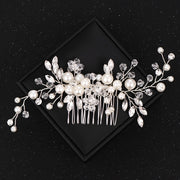 Silvery Hair Comb with Faux Pearls and Rhinestones for Wedding Bridal Hair Accessories
