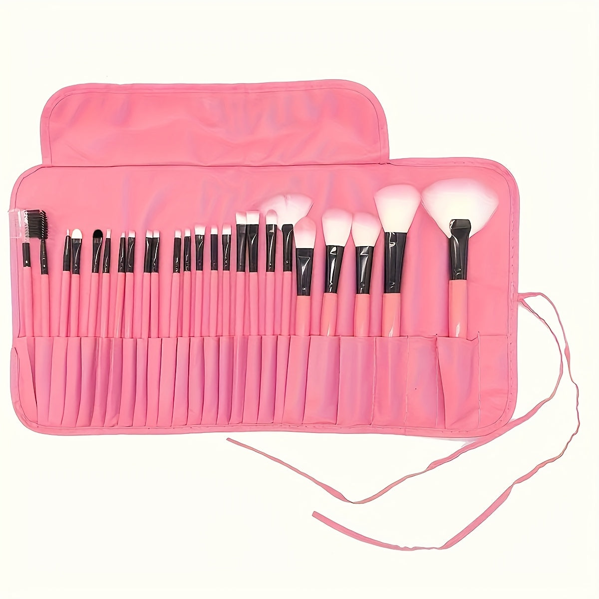 24-Piece Makeup Brush Set with Oval Brushes Polyester Bristles ABS Handles for Foundation Eyeshadow Contouring