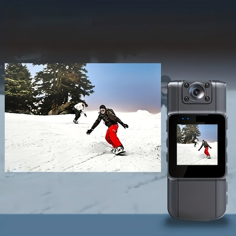 Cámara corporal Full HD con lente giratorio, visión nocturna, gran angular para deportes de ciclismo, viajes