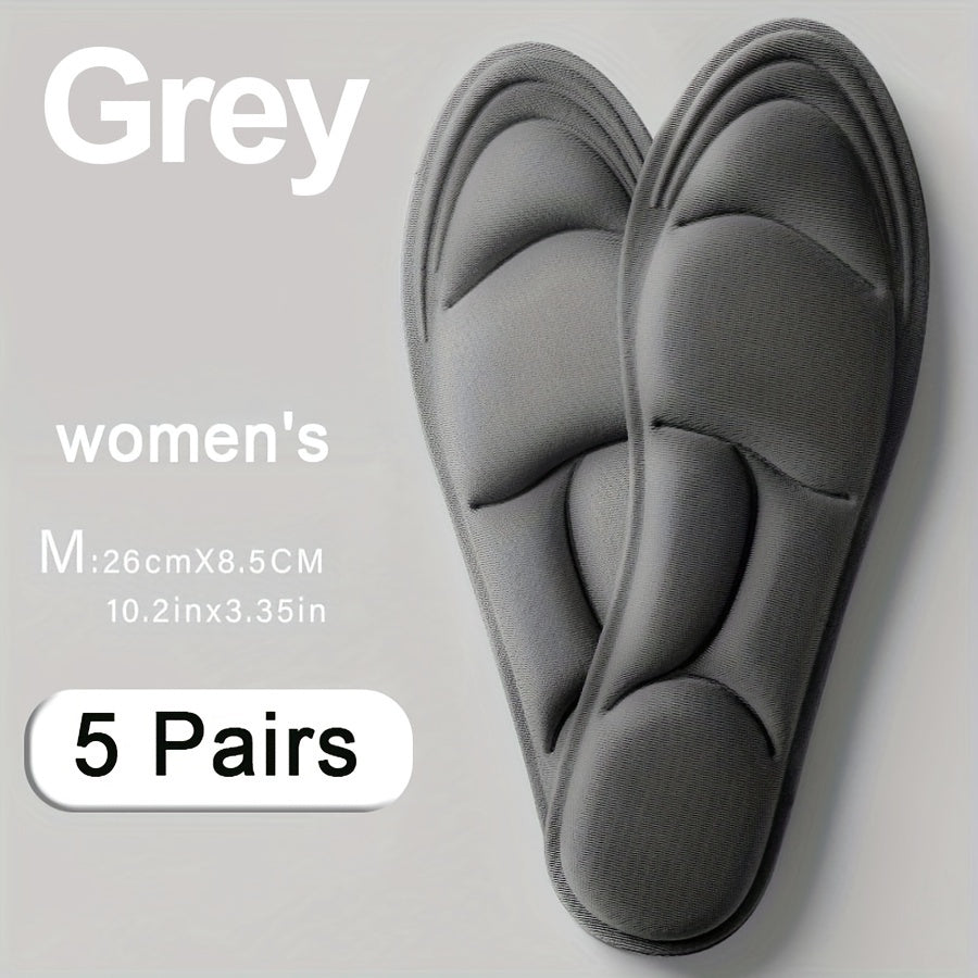 Unisex 5D Memory Foam Shoe Insoles, Breathable, Wear-Resistant, Adjustable