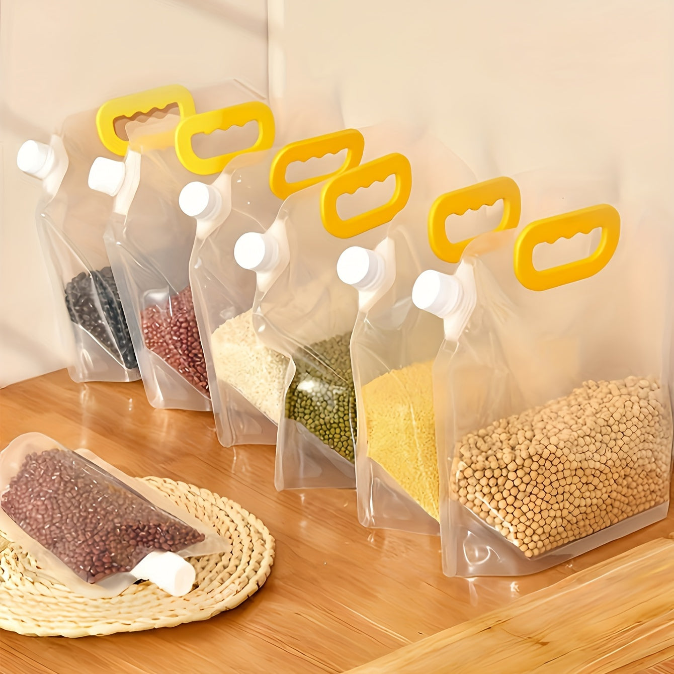 Set of 5 Reusable Food Storage Bags Airtight Seal Bulk Grain Refrigerator Moisture Insect Resistant