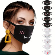 Set of 10 Reusable Anime Face Masks for Outdoor Activities with Unique Designs