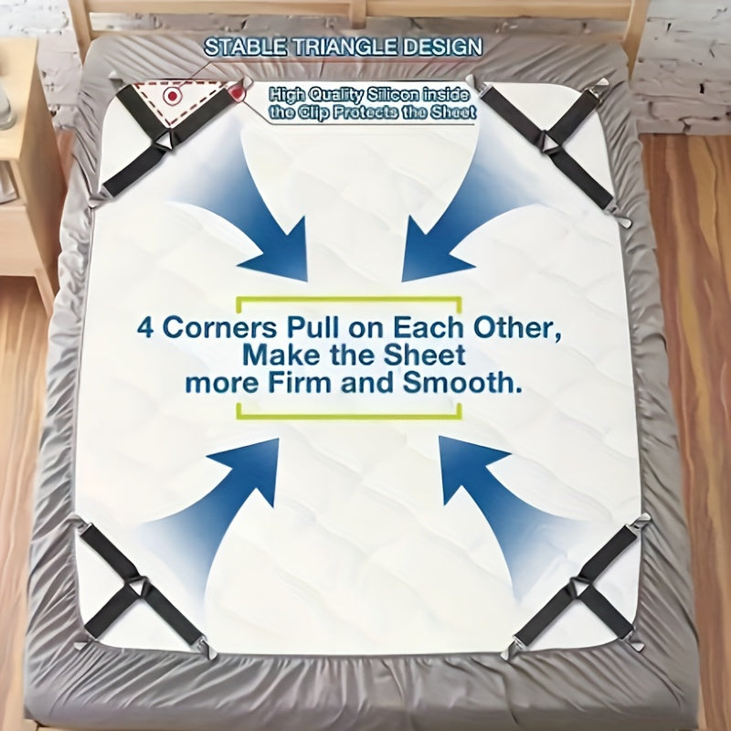 Bed Sheet Fasteners Metal Clips with Elastic Straps for Sofa Cushions and Bedding