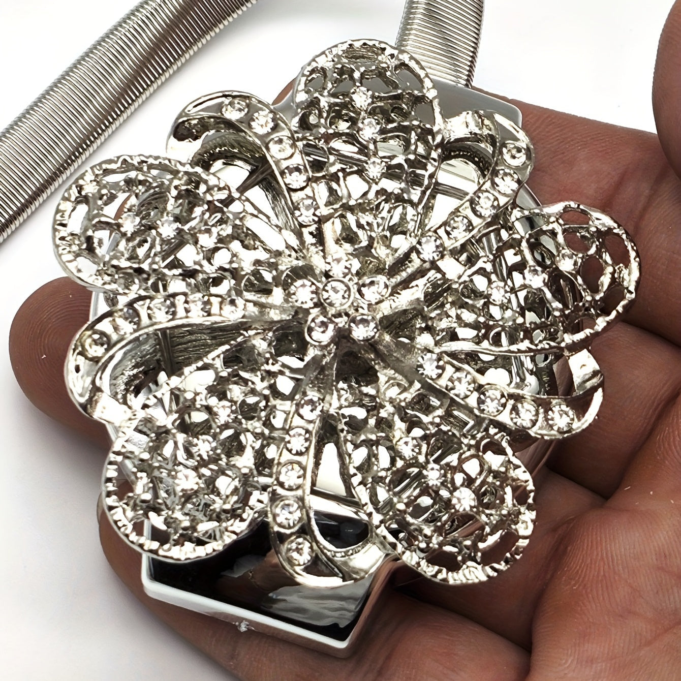 Magnetic Crystal Flower Curtain Tieback Metal Decor for Living Room