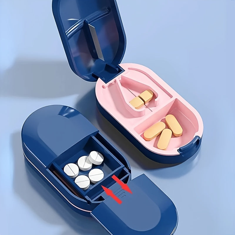 Portable Mini Pill Cutter and Storage Box with Dust Separator