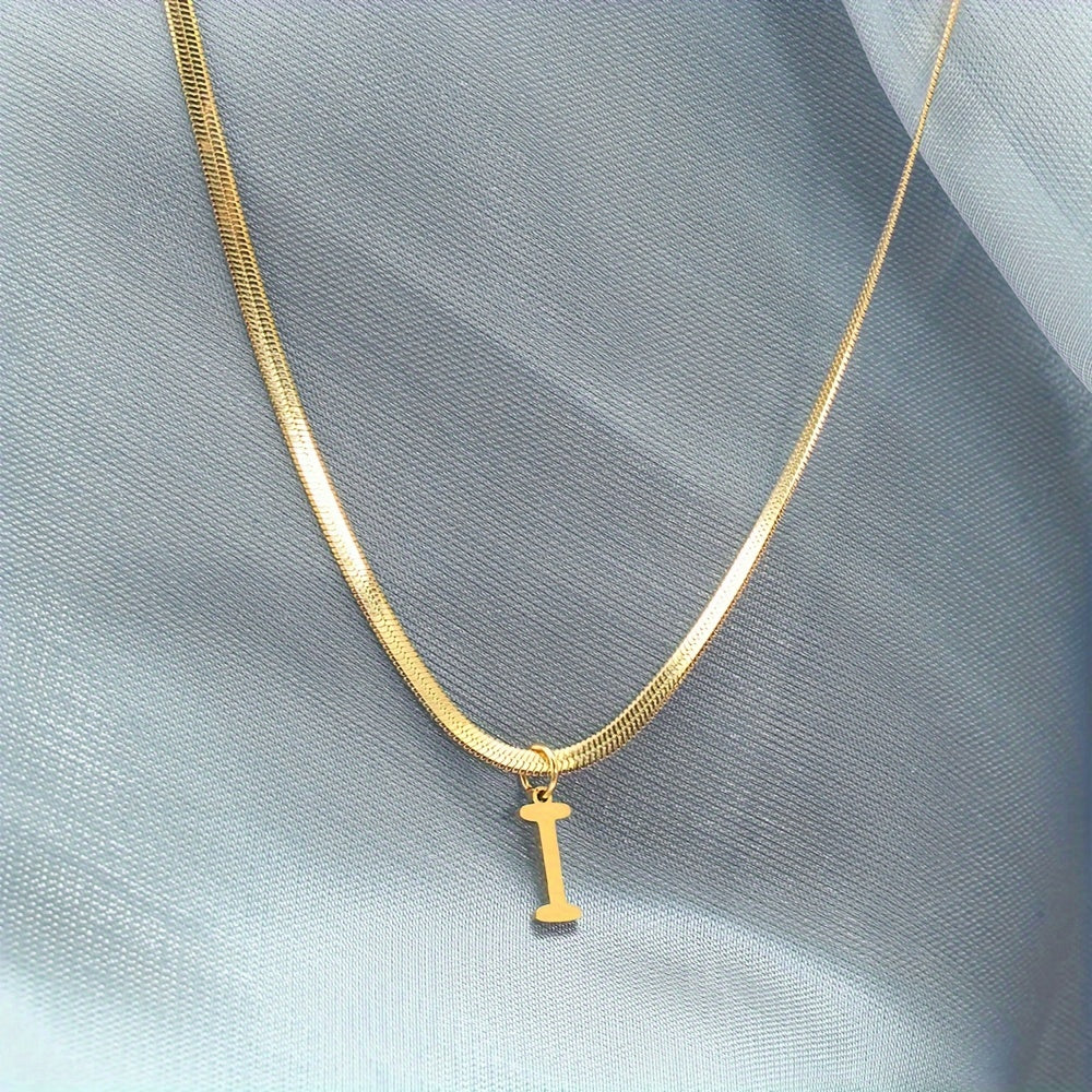 Women’s 18K Gold Plated Stainless Steel Alphabet Letter Pendant Necklace for Daily Wear