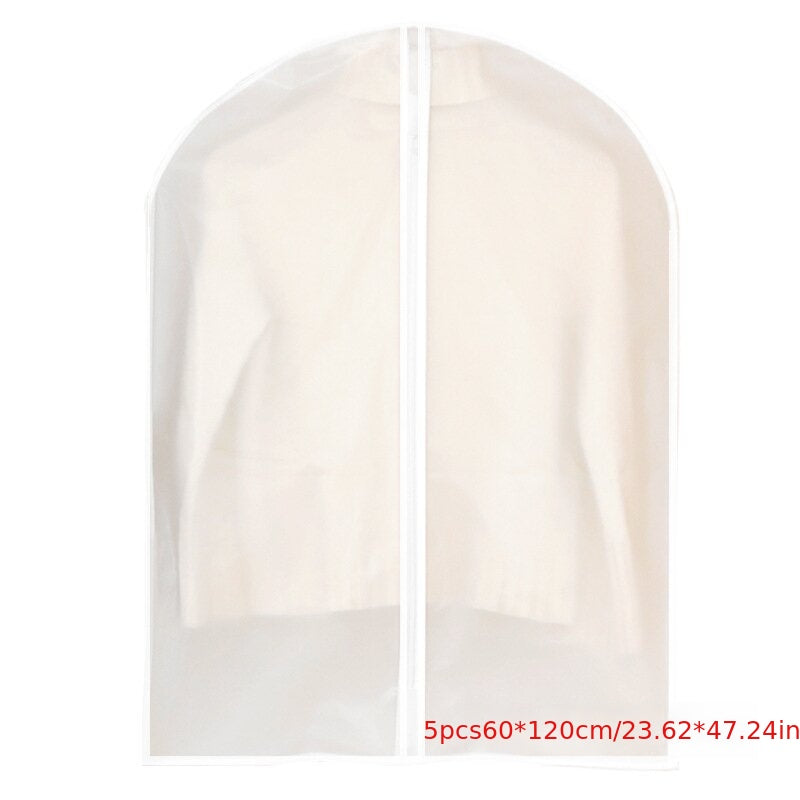 Juego de 5 bolsas de ropa transpirables para almacenamiento de prendas cubiertas de polvo para vestidos, trajes, abrigos