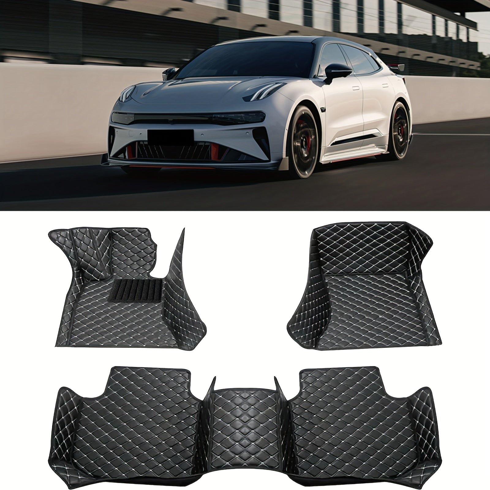 Universal Faux Leather Car Mat Set All-Season Non-Slip Easy to Clean