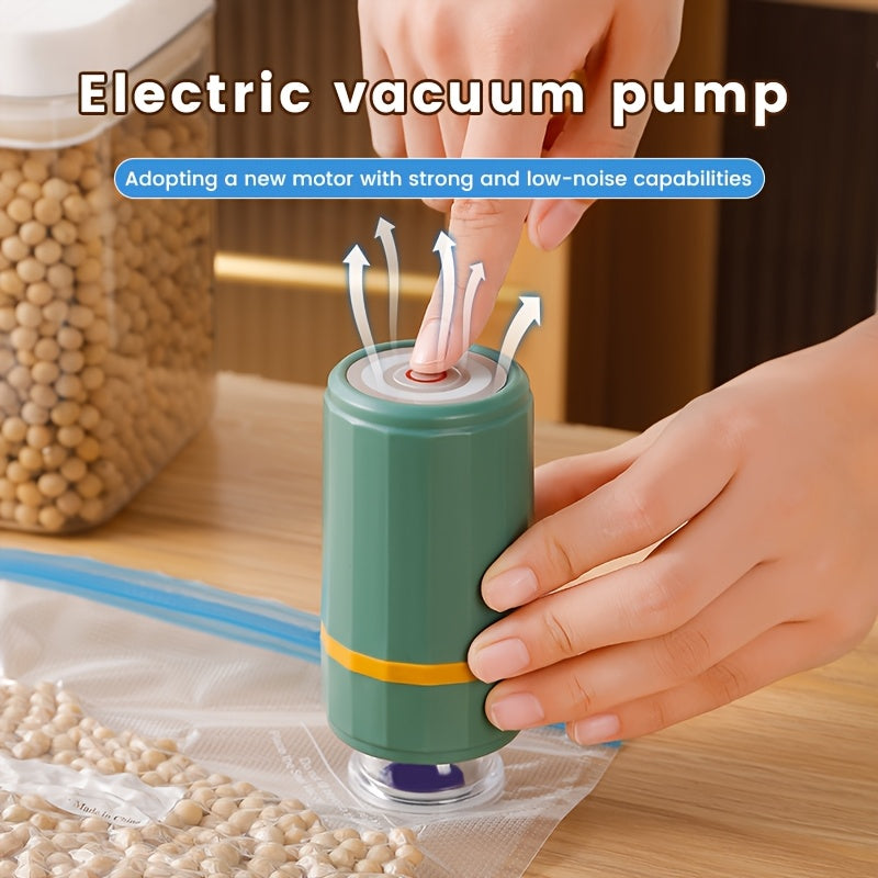 Handheld electric vacuum pump for food preservation USB rechargeable lithium battery ideal for meal prep low-noise compact design