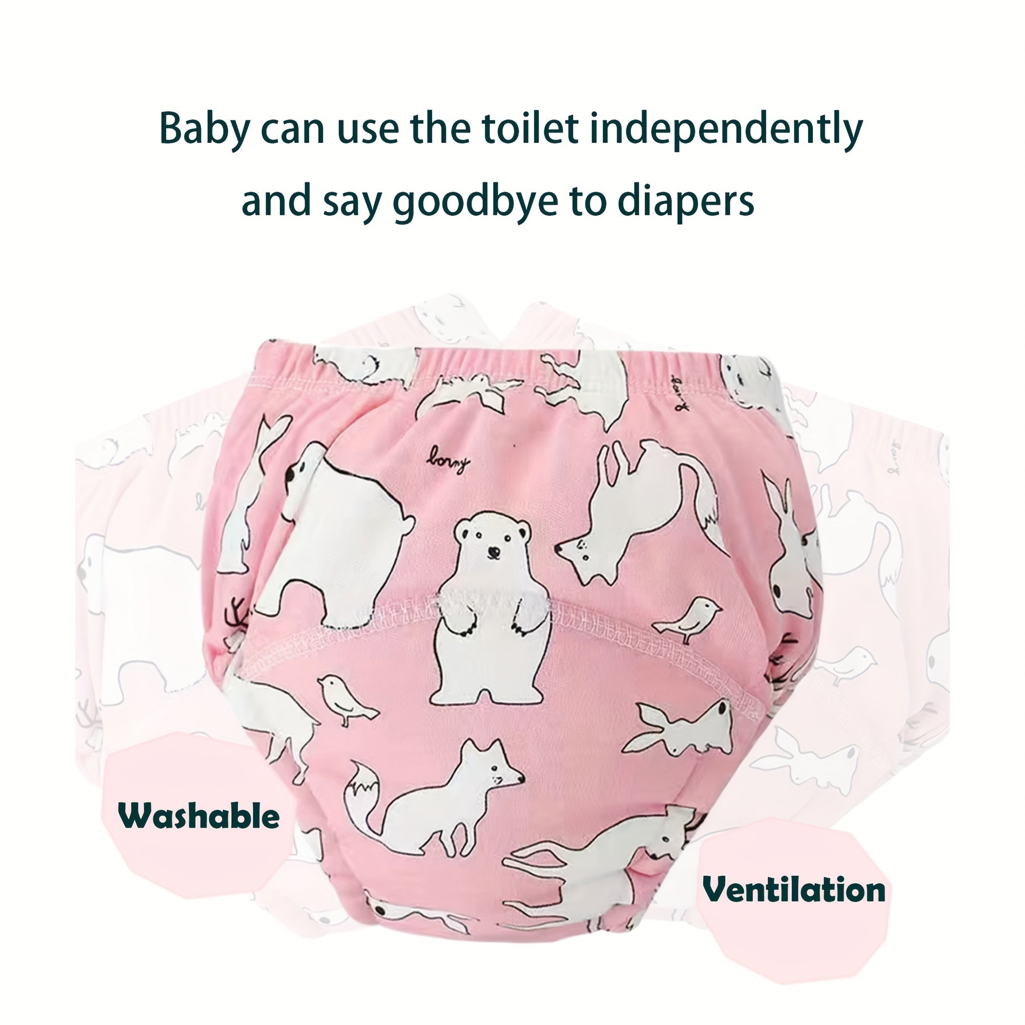 Bola uchun yuvilishi mumkin bo'lgan trening pampers to'plami - 8 dona yumshoq paxta, to'qimachilik mato, qiziqarli multfilm dizaynlari bilan - Rojdestvo, Halloween, Thanksgiving, Pasxa va Yangi yil bayramlari uchun ajoyib sovg'a.