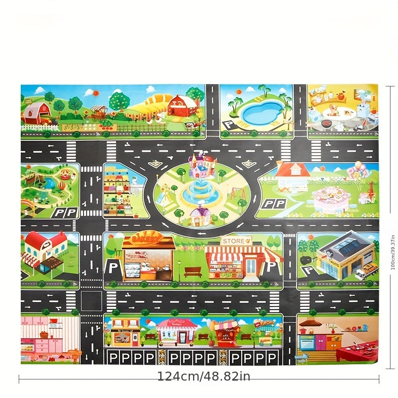 Gran alfombra de juego para niños con mapas de escenas de estacionamiento, impermeable, para edades a partir de 3 años, en color mezclado