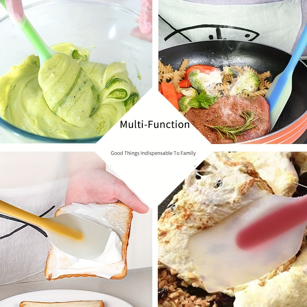 Ko'p funksiyali silikon qirqish to'plami pishirish uchun ikki o'lchamni o'z ichiga oladi, mustahkam va issiqqa chidamli materialdan tayyorlangan, turli ranglarda mavjud.