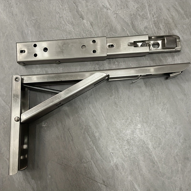 2pcs Stainless Steel Folding Shelf Brackets Space-Saving Triangle Supports for DIY Floating Shelves