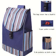 Foldable Lightweight Shopping Cart Replacement Bag with Striped Design