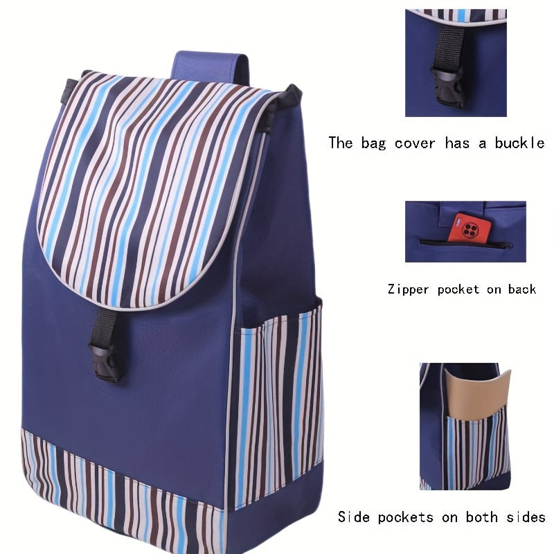 Foldable Lightweight Shopping Cart Replacement Bag with Striped Design