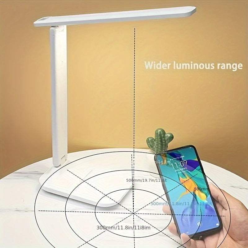 Adjustable White LED Desk Lamp with Color Changing Dimmable Light and Rechargeable Battery