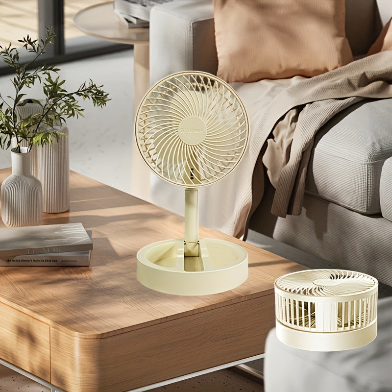 Foldable USB Desktop Fan with Silent Strong Wind Portable Office Home Use