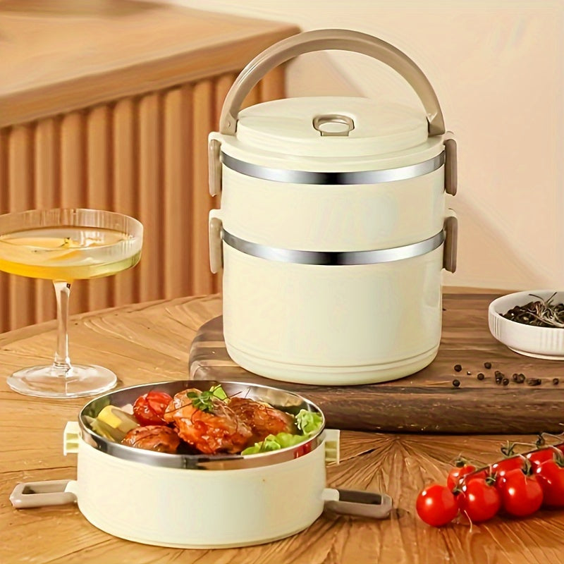 Insulated Stainless Steel Lunch Box with Lid and Handle Leak-Proof Thermal Food Container for School Office Camping