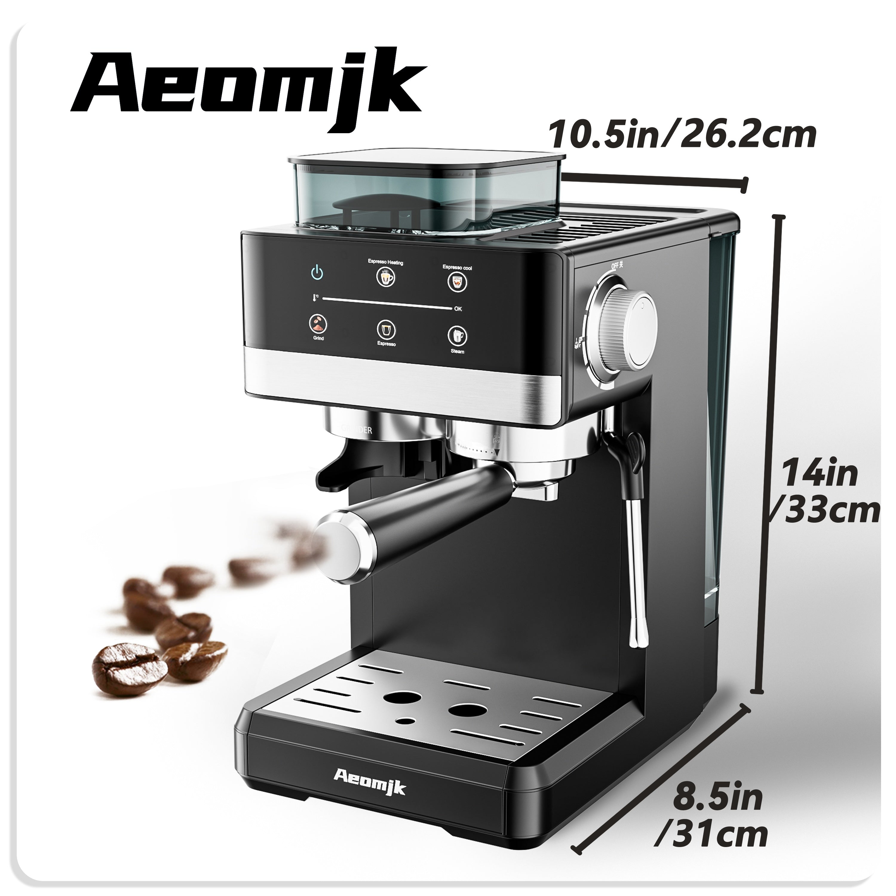 Touch Screen Espresso Machine with Milk Frother and Cold Brew Capability