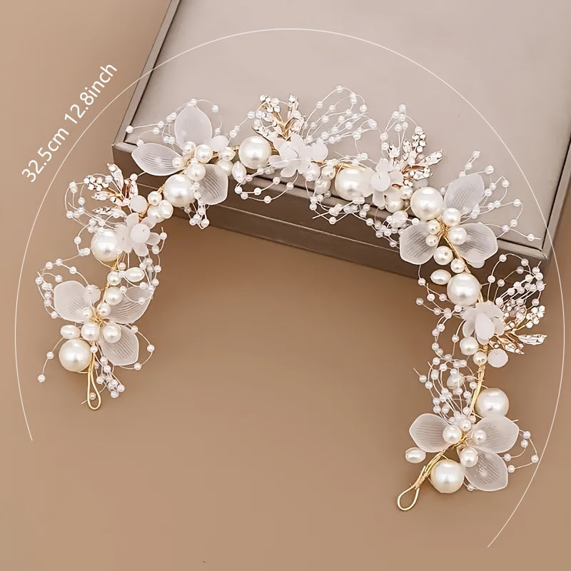Faux Pearl Mesh Hairband for Bridal Wedding Headpiece Elegant Hair Accessories