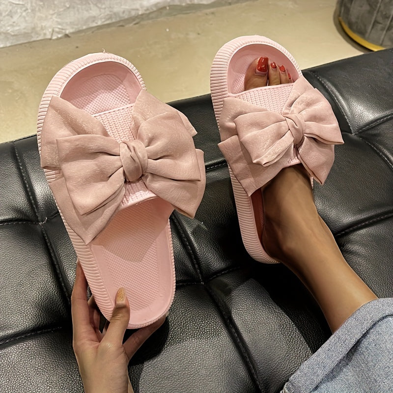 Women's Slip-On Sandals with Bow Open-Toe Summer Beach Orange