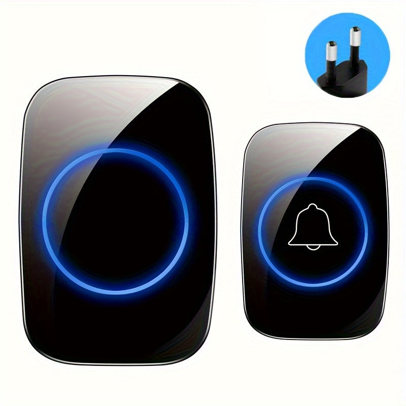 Wireless Doorbell Kit with LED Flash 38 Ringtones for Elderly and Deaf Home Security