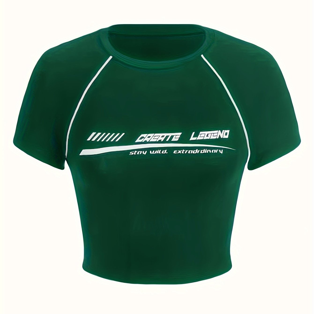 Women's Y2K Letter Print Crop T-Shirt Short Sleeve Summer Casual Knit