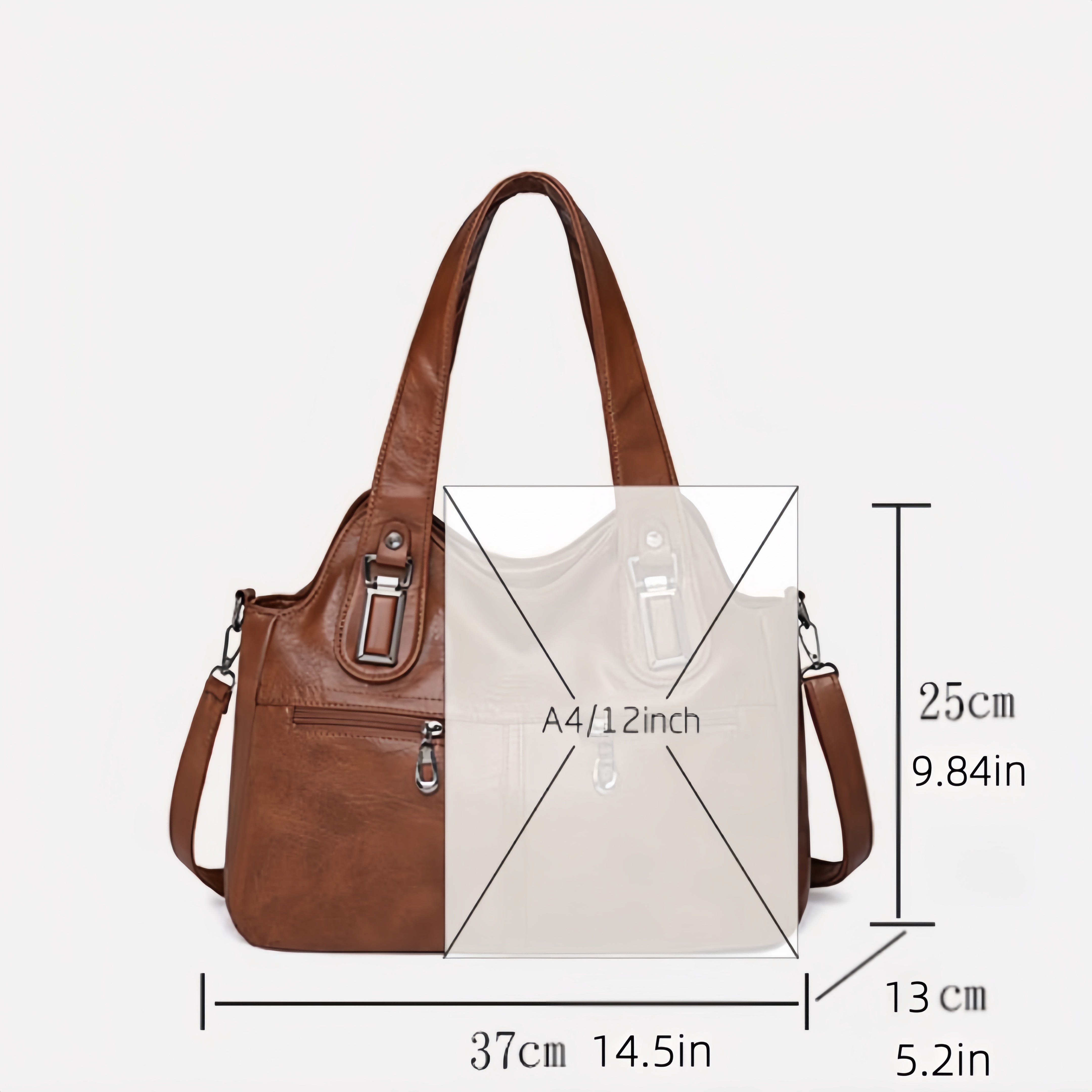 Bir nechta cho'ntaklari, ajratiladigan kamar, zamonaviy dizayn, zip yopilishi va polyester astari bilan uslubli ayollar uchun kesma sumka.