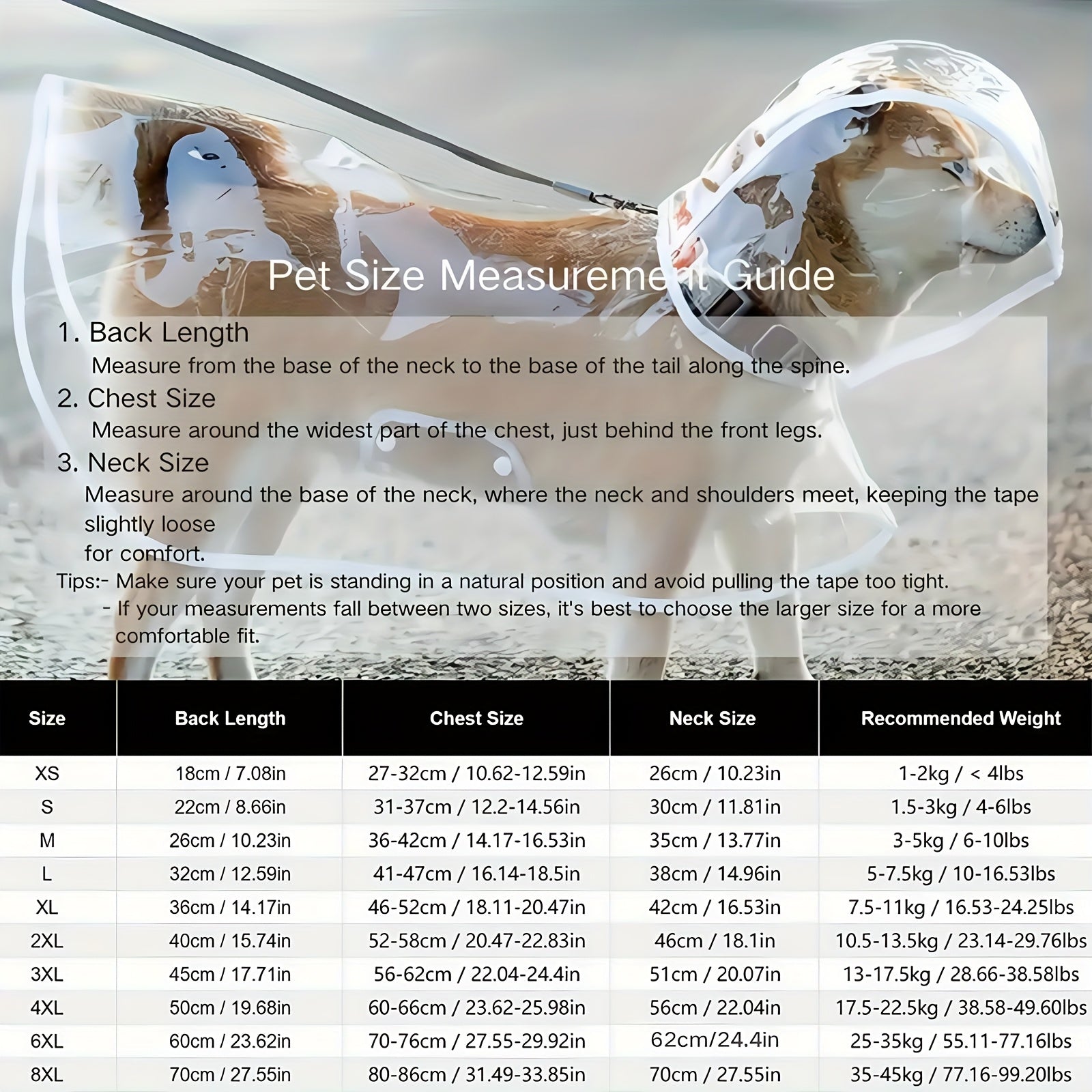 Waterproof Dog Raincoat ABS PVC Transparent Adjustable Press Buckle All Sizes