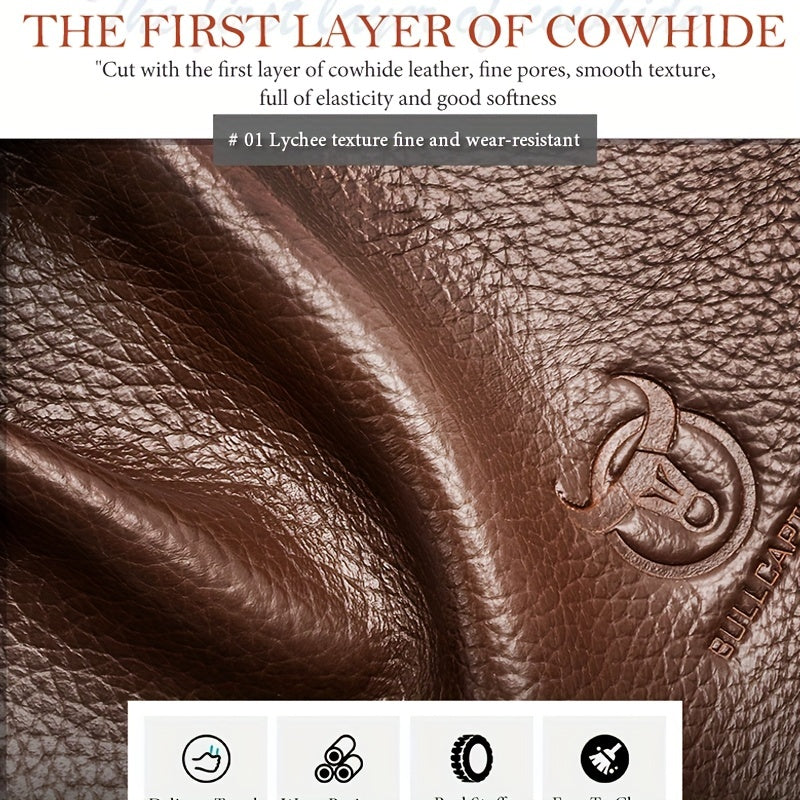 Men's Leather Briefcase Business Messenger Bag with Multiple Compartments and Adjustable Strap in Brown