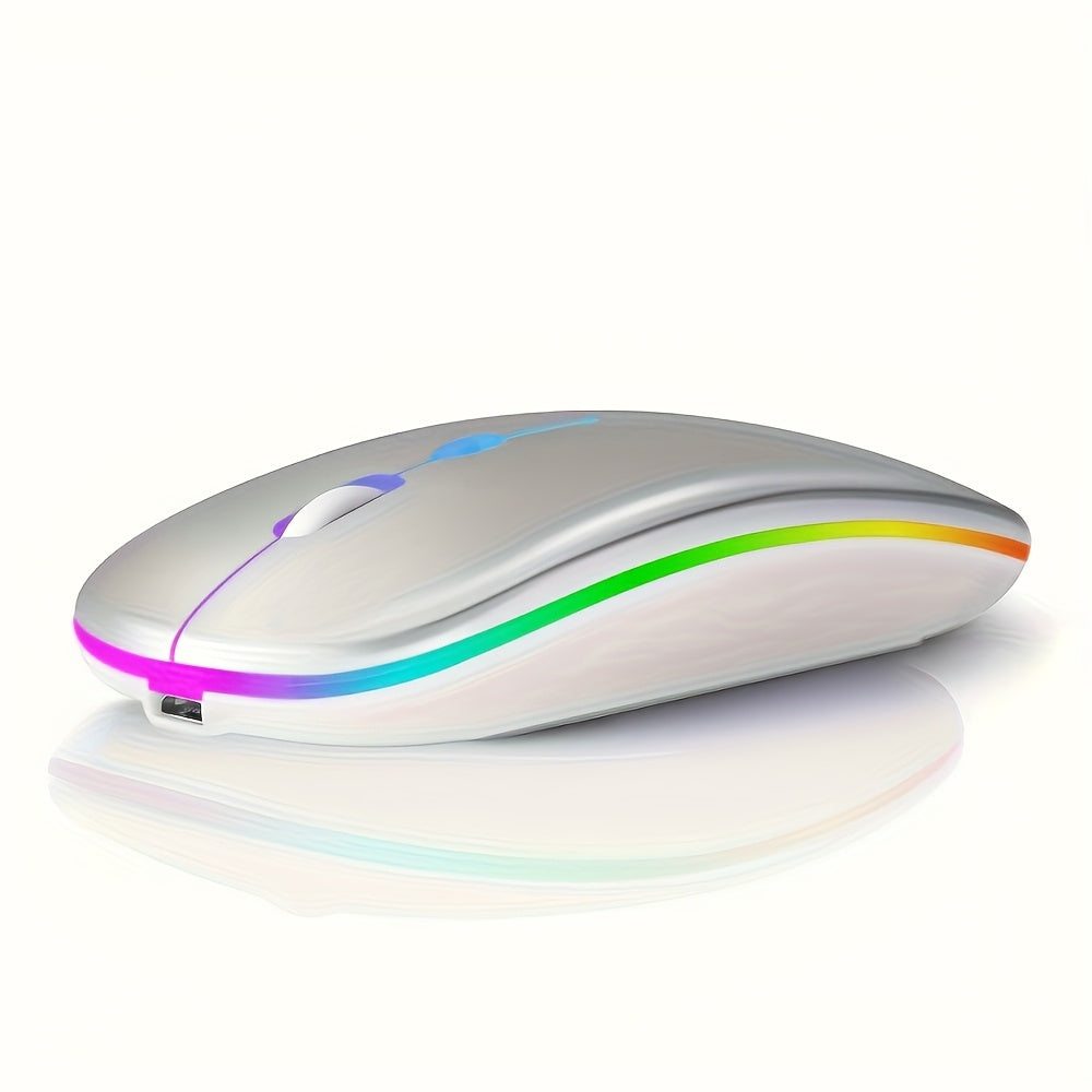 Wireless Rechargeable LED Mouse with Dual Mode, Silent, Ergonomic, for Laptop Desktop Tablet