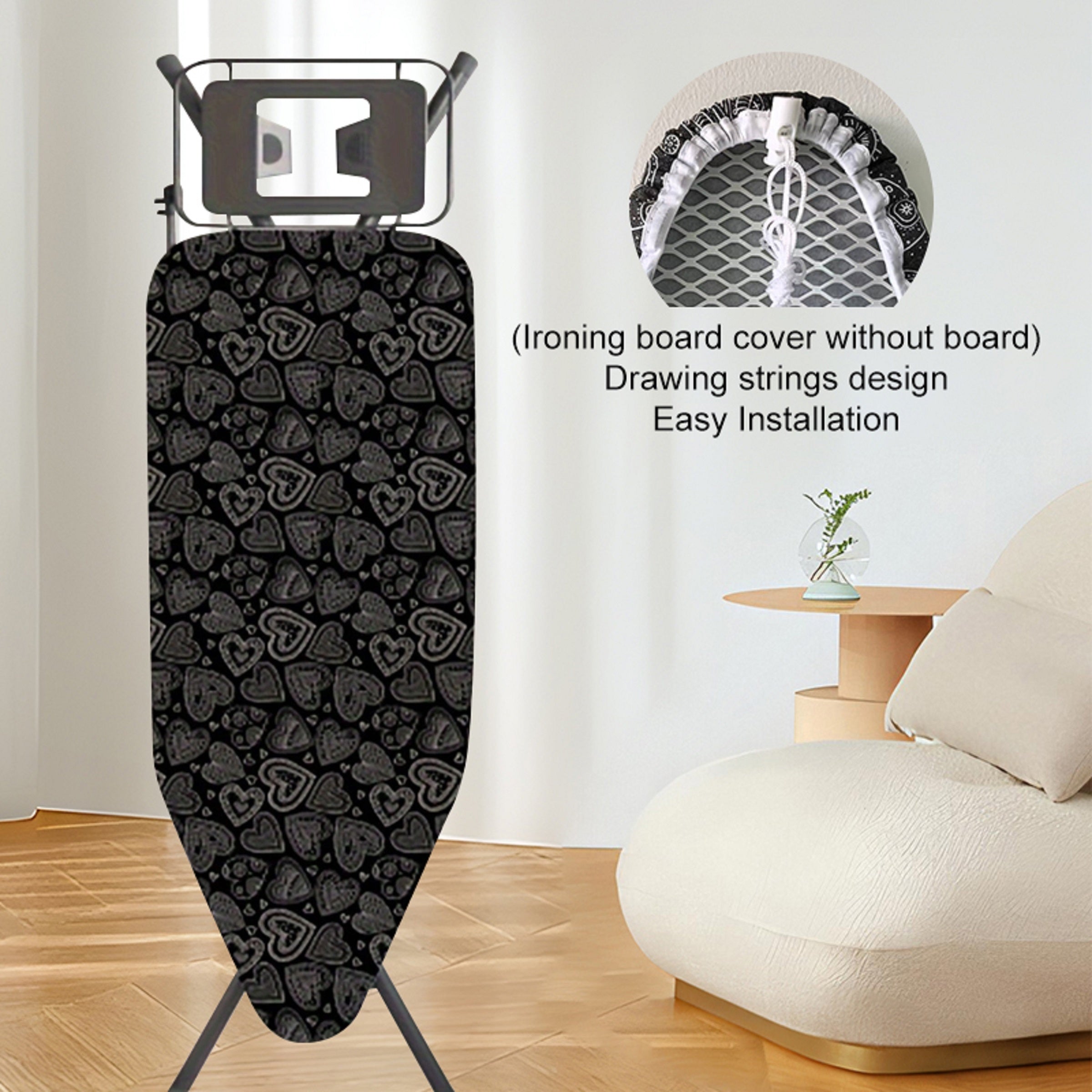 Ironing Board Cover with Drawstring Heat-Resistant Thick Felt Lining Easy Installation
