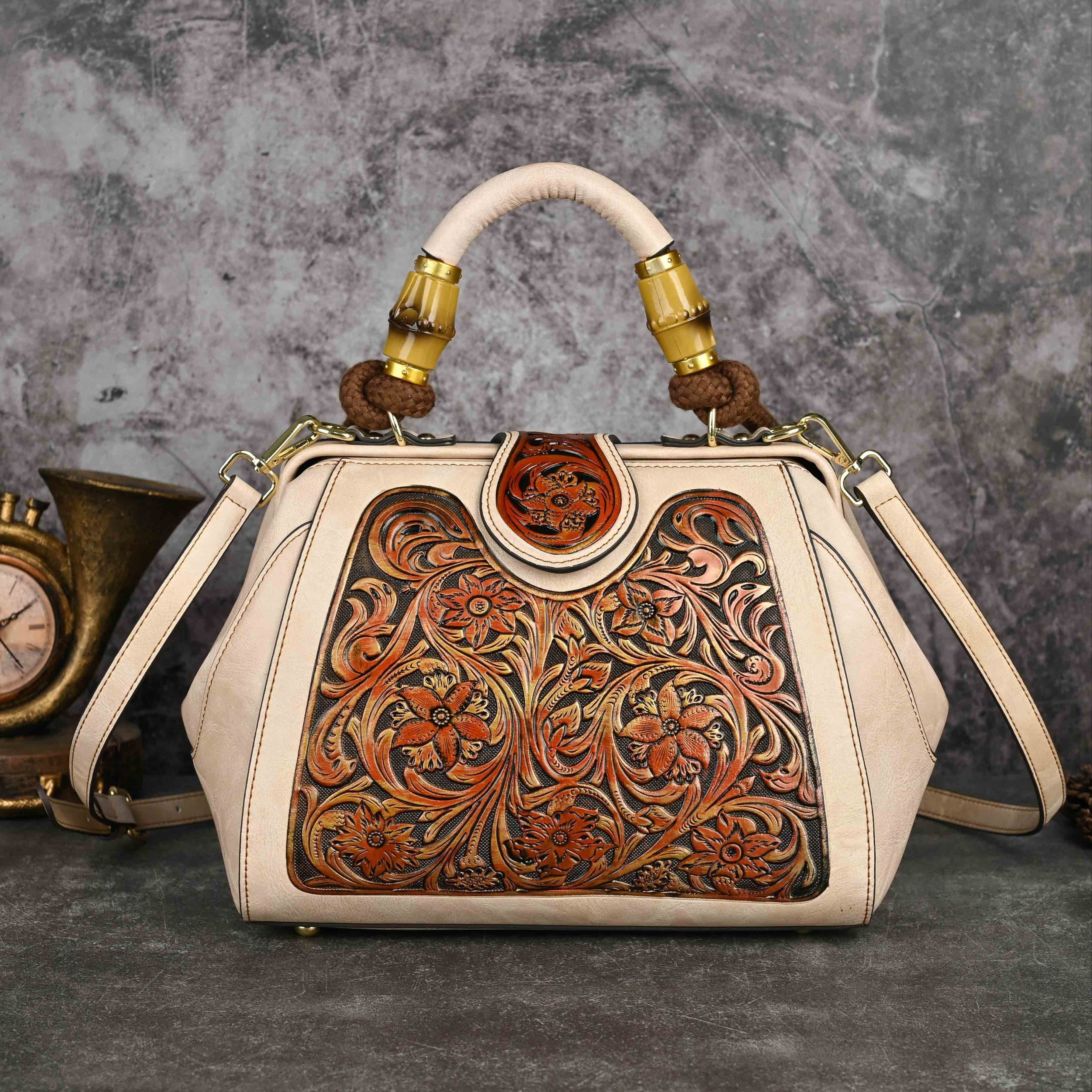 Dark Brown Argyle Handbag for Women with Stain-Resistant PU Removable Strap Buckle Closure Edge Paint Detail