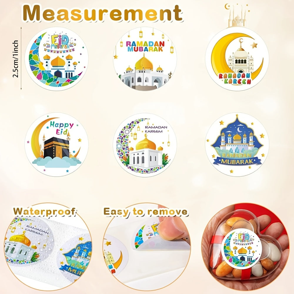 Ramadan Kareem Stickers Set 500 Pieces Mosque Lantern Star Gift Wrapping Decoration