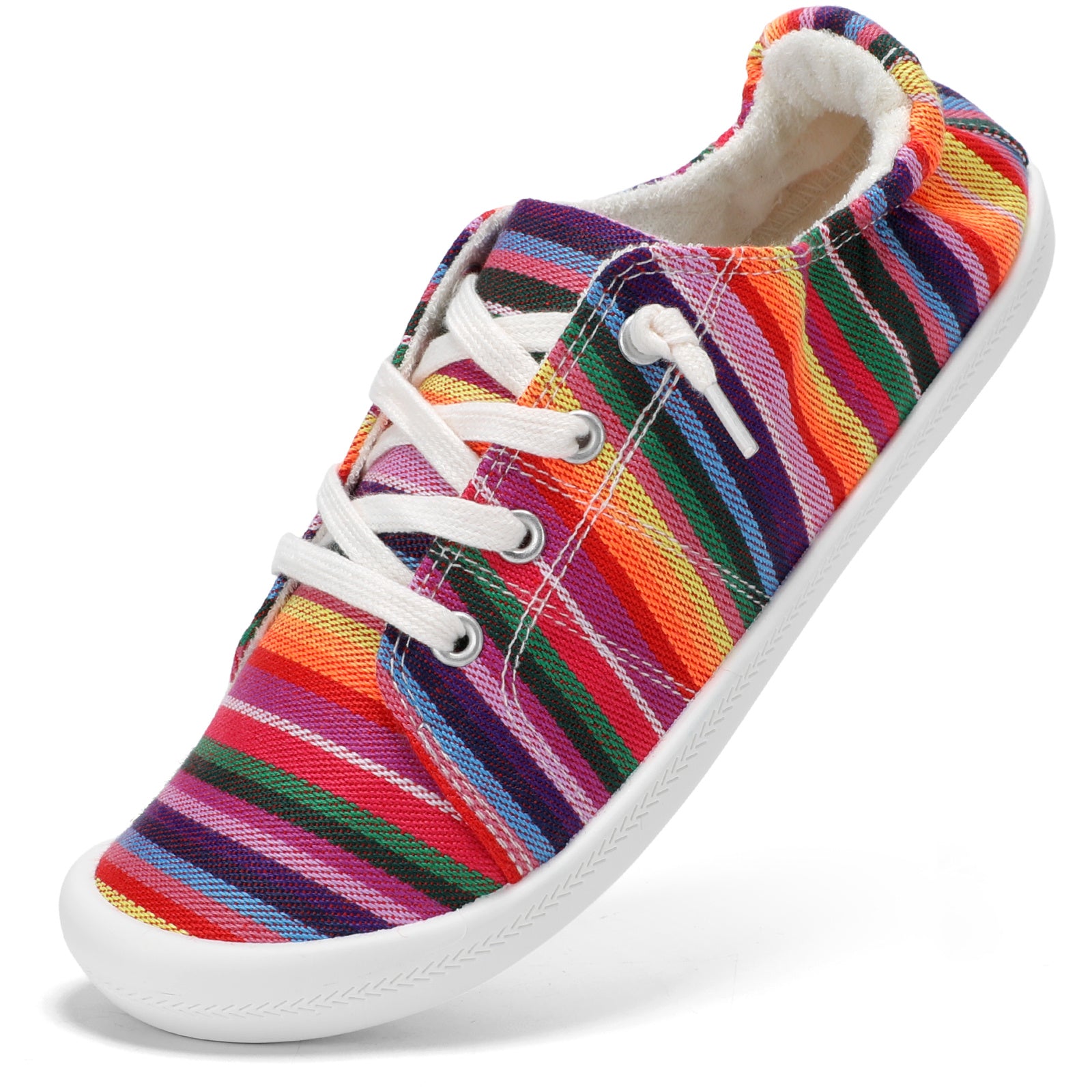 Women's Canvas Lace-Up Sneakers, Solid Color Casual Walking Shoes