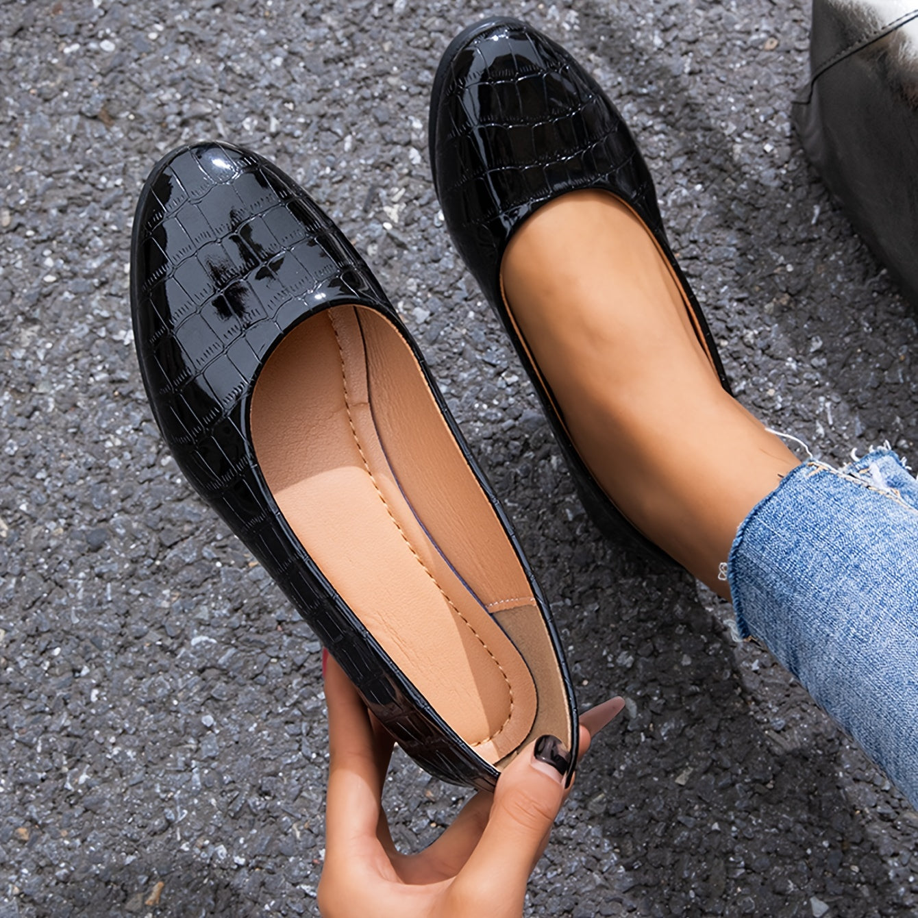 Women's Red Snake Print Mary Jane Flats Slip-On Casual Shoes