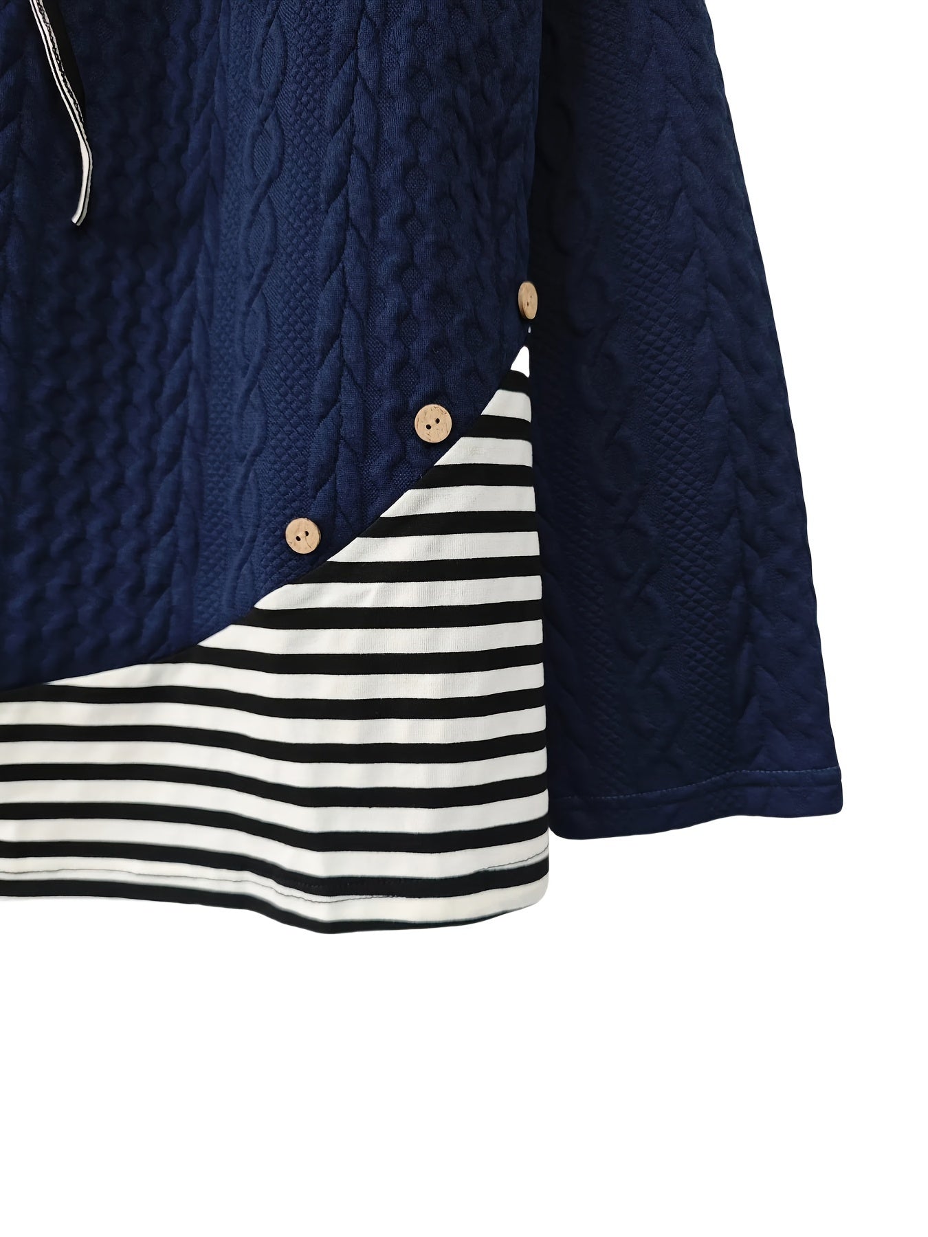 Plus Size Striped Hoodie with Drawstring Long Sleeve Casual Clothing