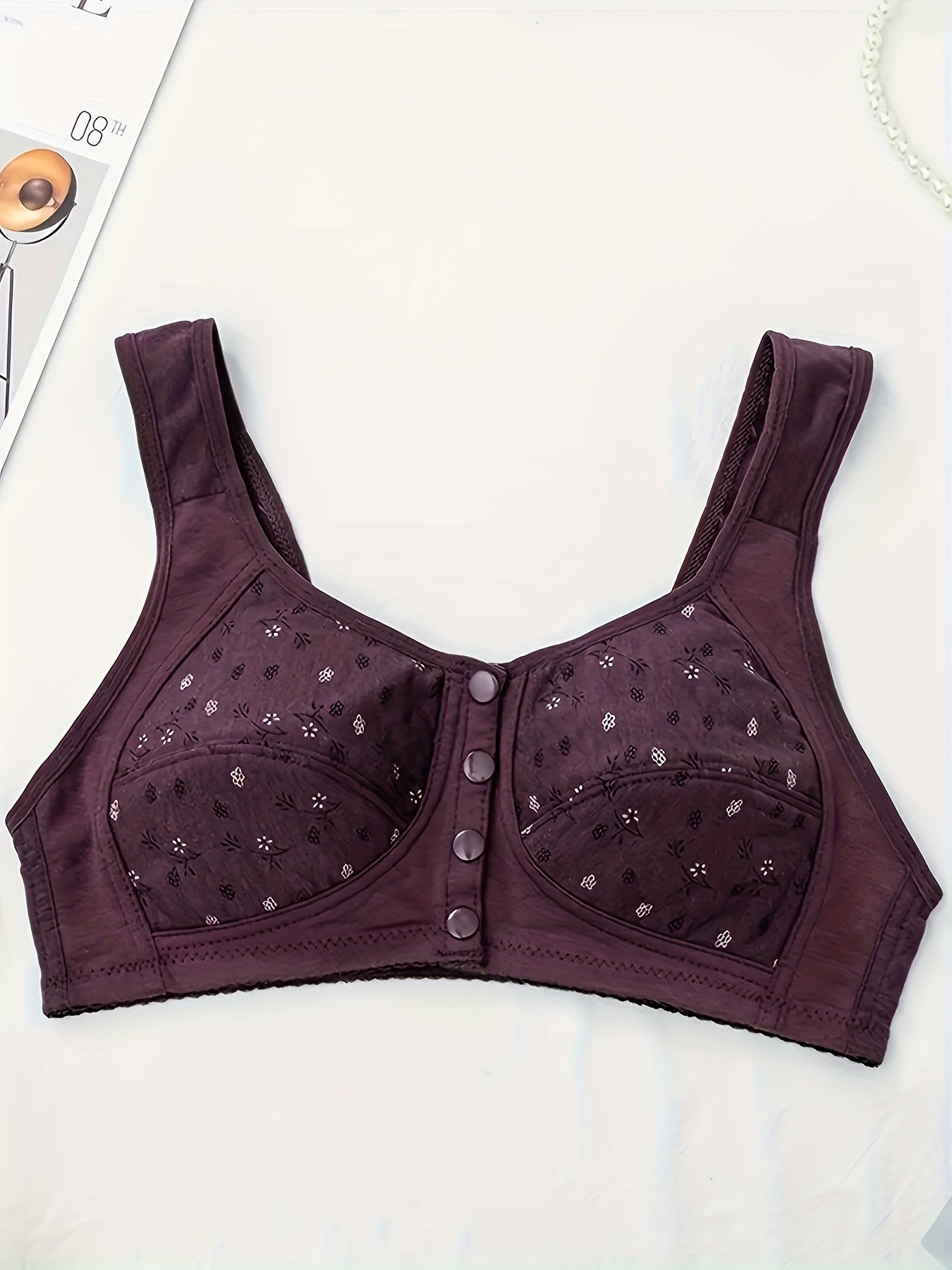 Women's Floral Printed Wireless Bra Breathable Comfortable Lingerie