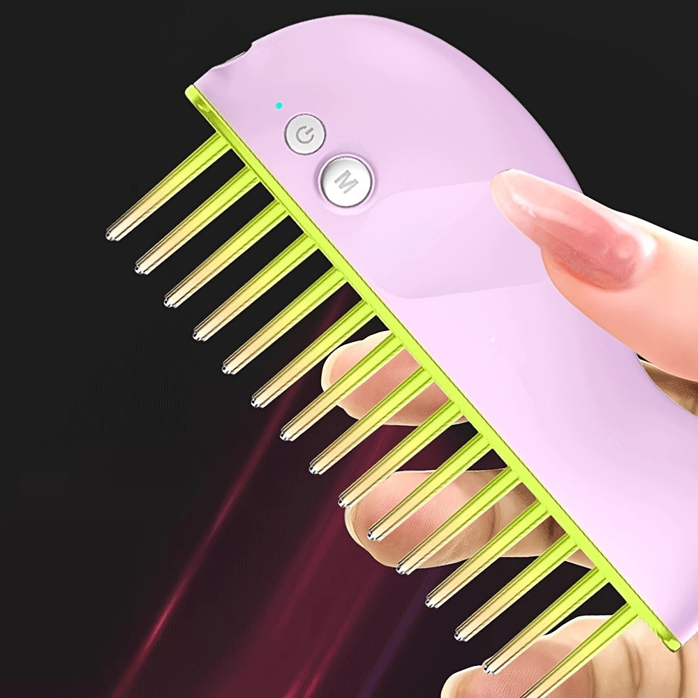 Portable Electric Scalp Massager Comb USB Rechargeable Head Relaxation Tool with Green Accents